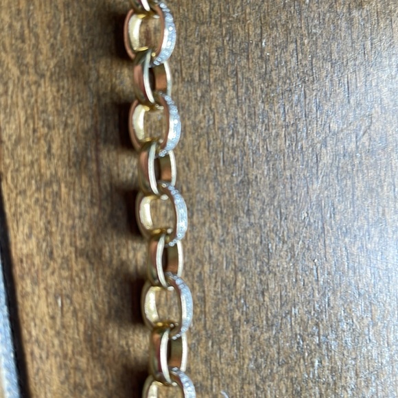 14k gold plated Sterling Silver toggle bracelet with pave crystals - Picture 4 of 5